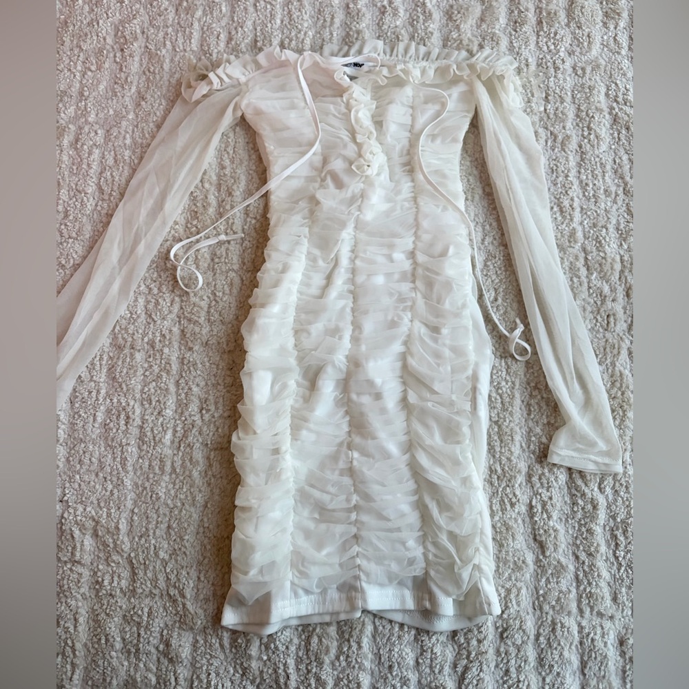 Fashion Nova White Long Sleeve Dress